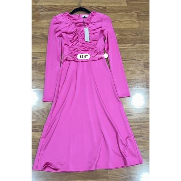 Et Ochs Keasha Magenta Stretch Ruched Jersey Midi Dress Women’s Size 6 - Picture 7 of 13